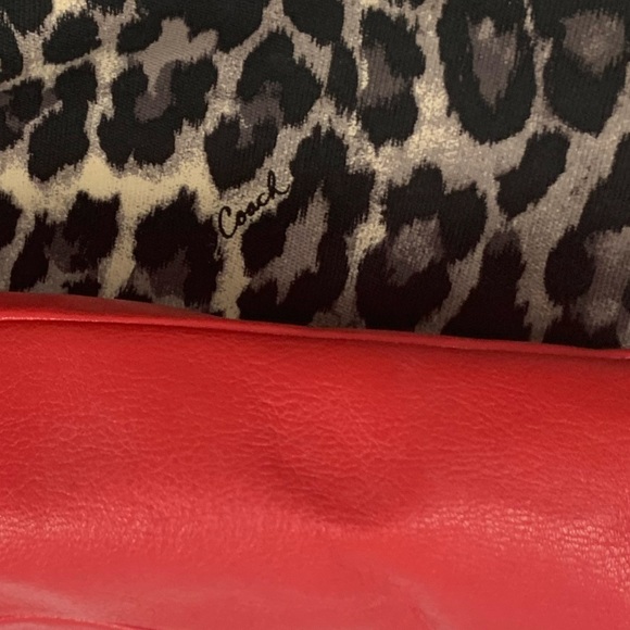 *SOLD* Coach Leopard Print & Red Hobo Bag, Trimmed w/ Leather, Red Tan & Black - Picture 5 of 13
